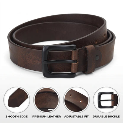 Hammer Full Grain Hand Finished Leather Belt for Men Infographic Ironwood Brown