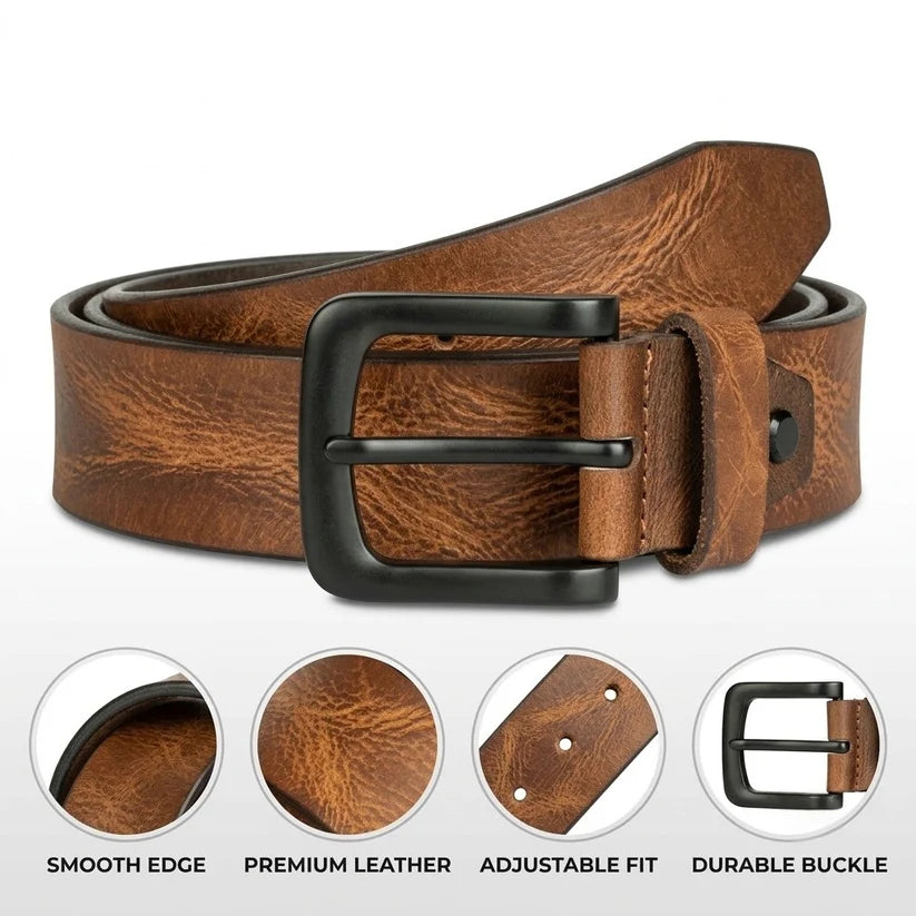 Hammer Full Grain Hand Finished Leather Belt for Men Infographic Saddle Tan