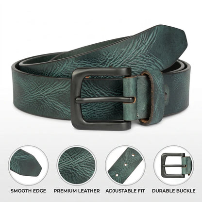 Hammer Full Grain Hand Finished Leather Belt for Men Infographic Teal Blue