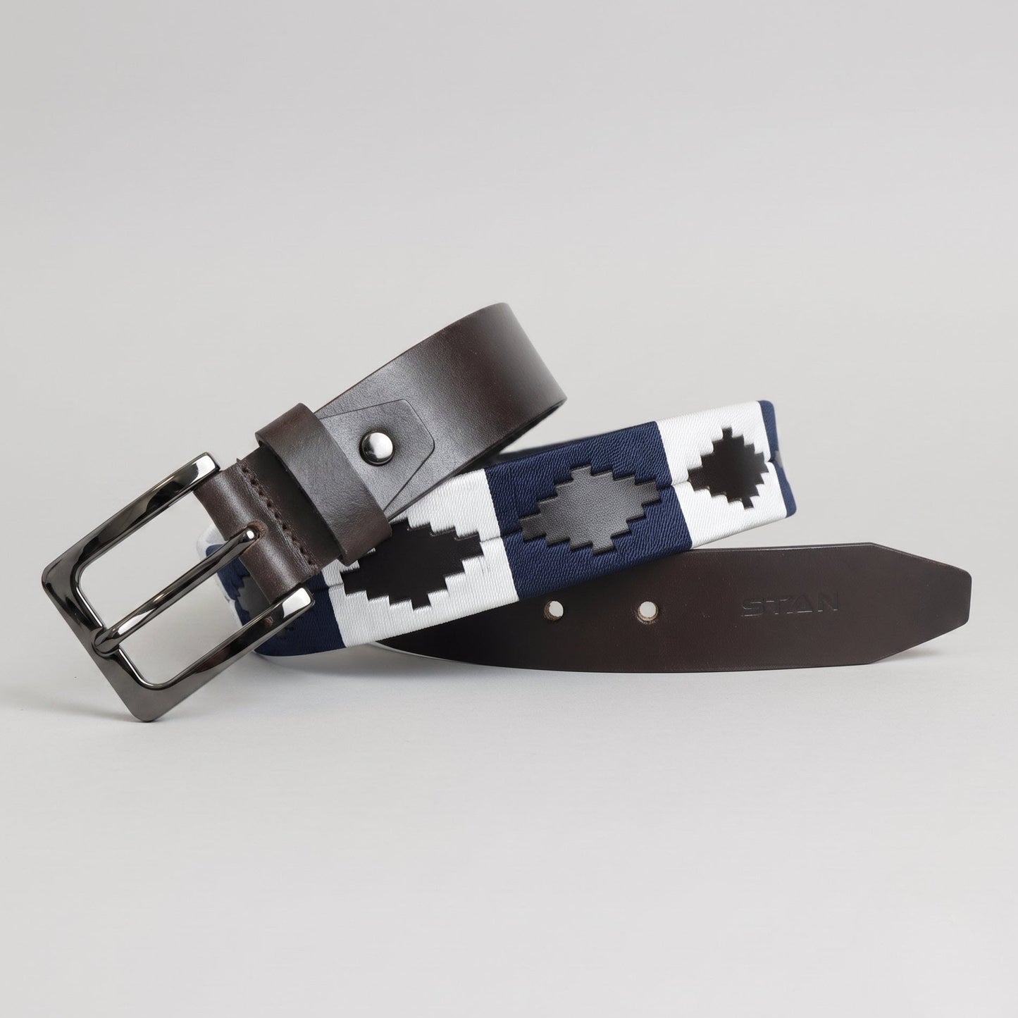 Harbor Polo Mens Leather Belt with Black Nickel Buckle Espresso Brown