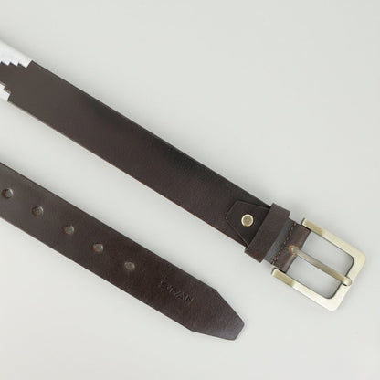 Harbor Polo Mens Leather Belt with Pampa Diamond Flat layed Espresso Brown