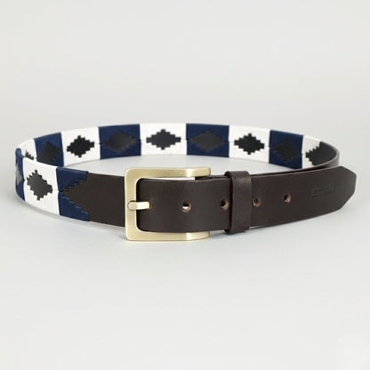 Harbor Polo Mens Leather Belt with Pampa Diamond Front Espresso Brown