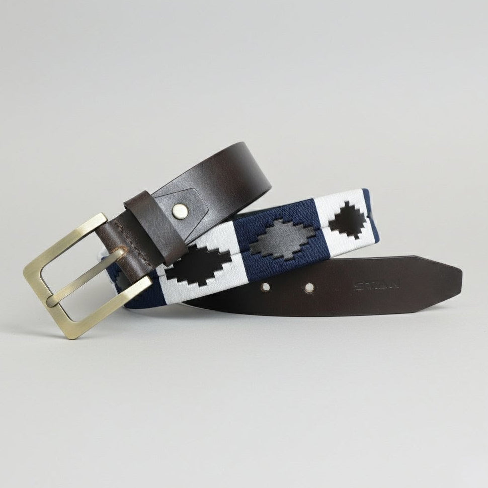 Harbor Polo Mens Leather Belt with Pampa Diamond Hero Espresso Brown