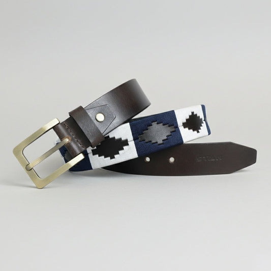 Harbor Polo Mens Leather Belt with Pampa Diamond Hero Espresso Brown