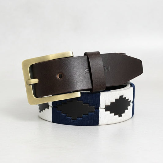 Harbor Polo Mens Leather Belt with Pampa Diamond Main Espresso Brown