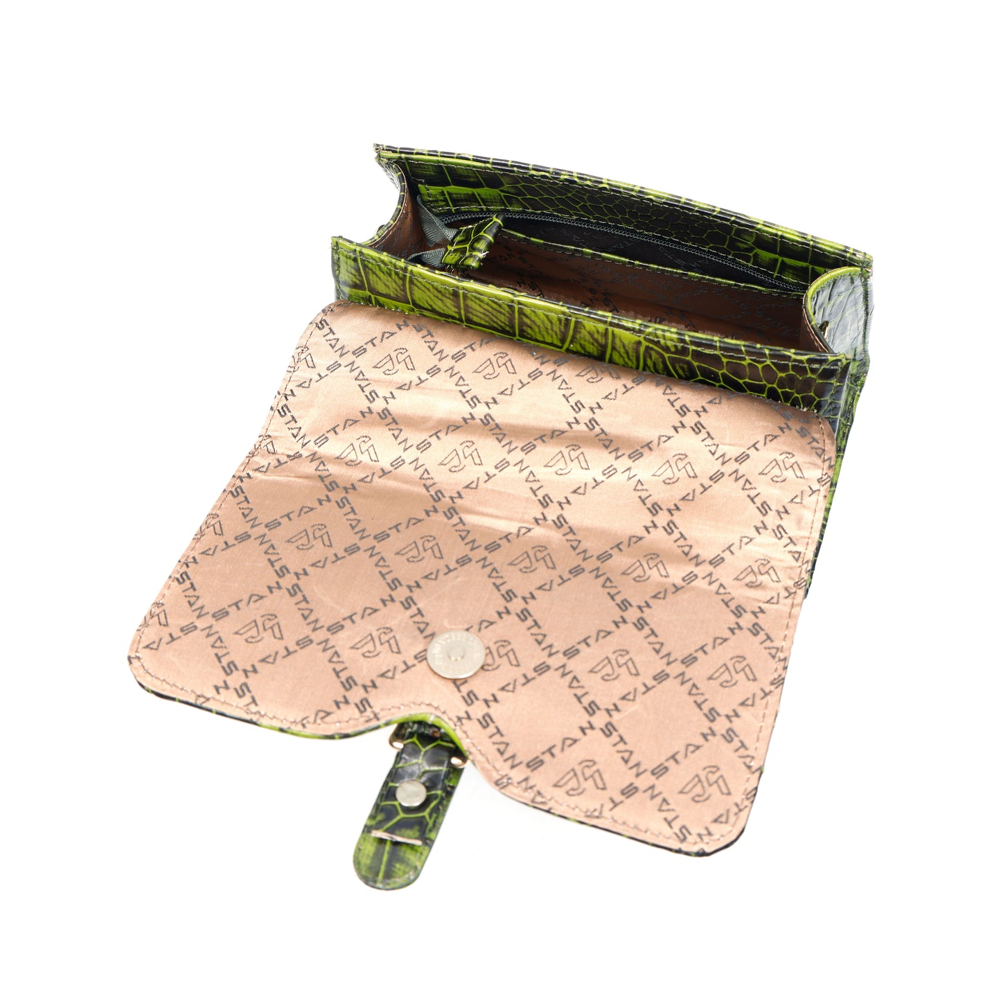 Jasmin Elite Hand-Burnished Croc Leather Mini Satchel 1 compartment  Moss Green
