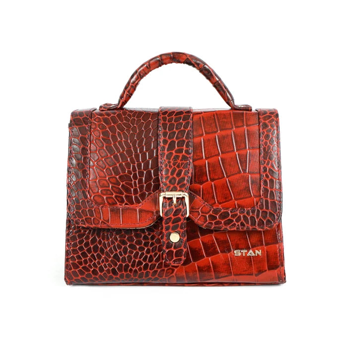 Jasmin Elite Hand-Burnished Croc Leather Mini Satchel Hero Persian Red