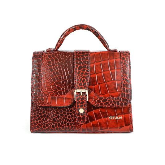 Jasmin Elite Hand-Burnished Croc Leather Mini Satchel Hero Persian Red