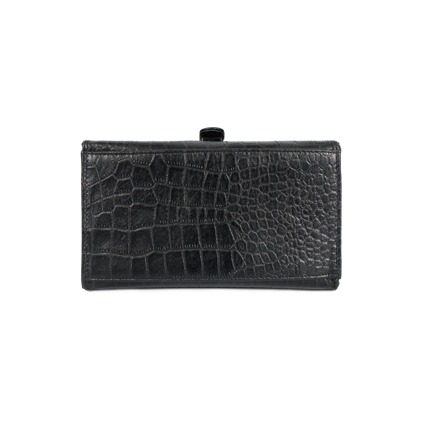 Jasmin Elite Hand-Burnished Croc Leather Mini Satchel reinforced base  Black