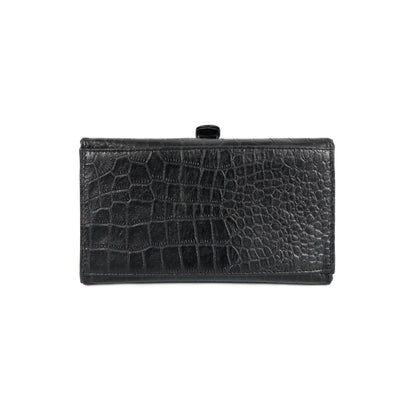Jasmin Elite Hand-Burnished Croc Leather Mini Satchel reinforced base  Black