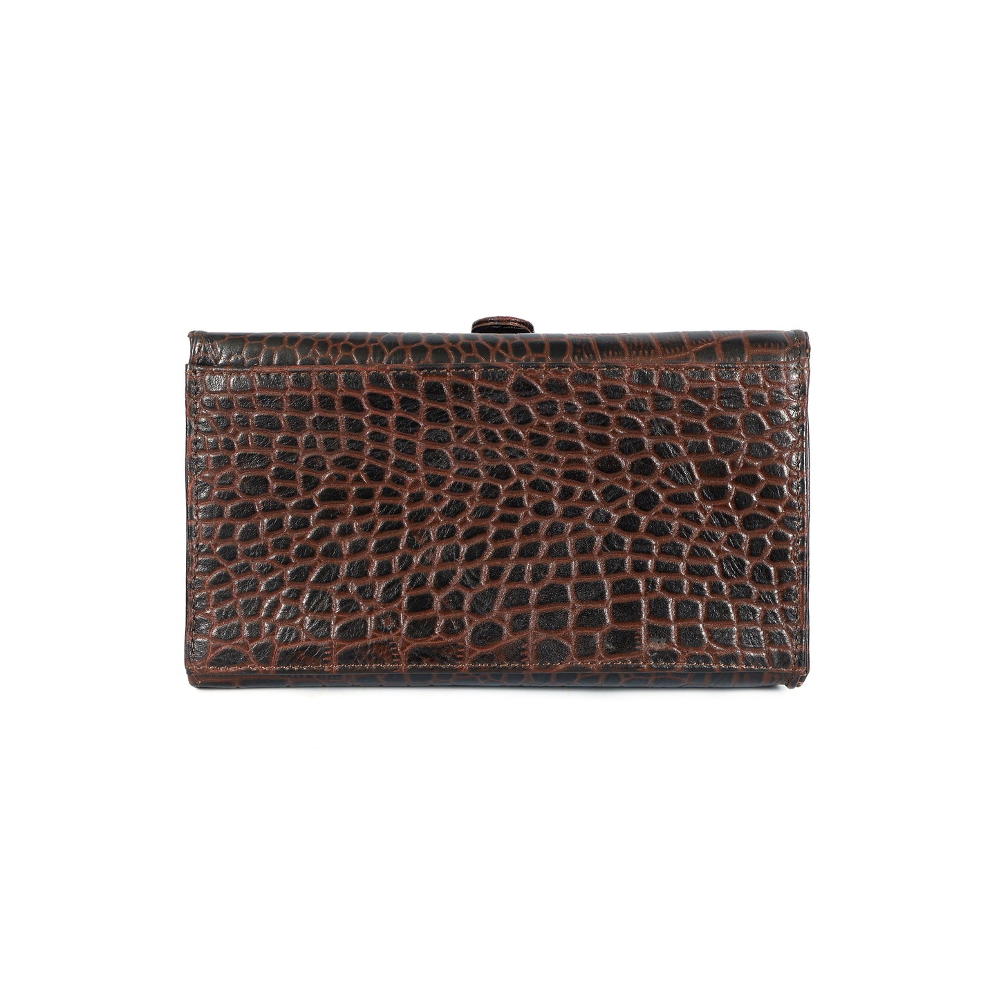 Jasmin Elite Hand-Burnished Croc Leather Mini Satchel reinforced base  Mahogany Brown 