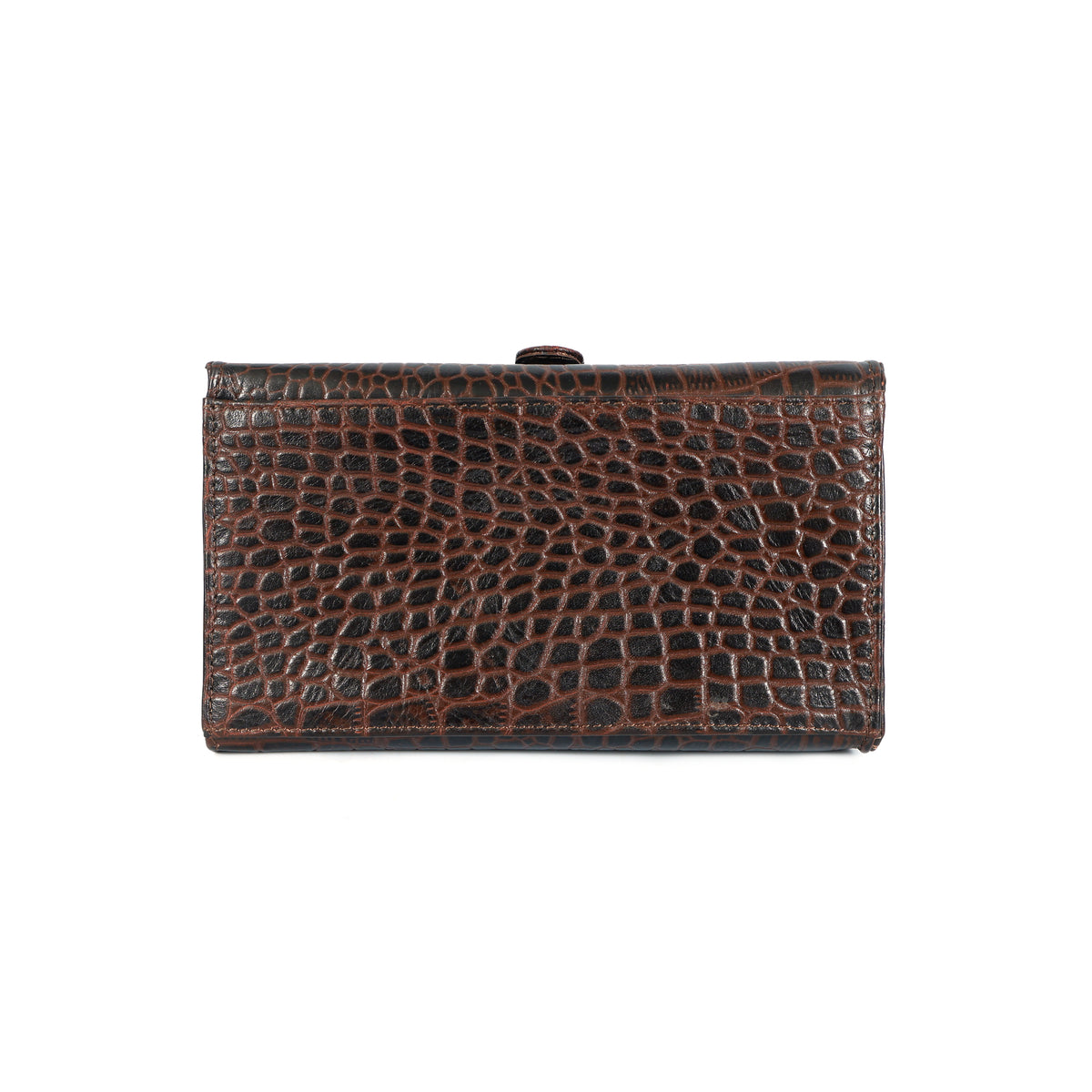 Jasmin Elite Hand-Burnished Croc Leather Mini Satchel reinforced base  Mahogany Brown 