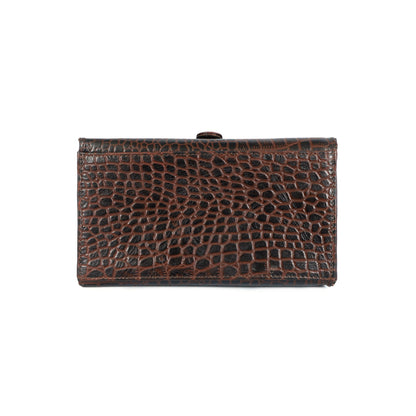 Jasmin Elite Hand-Burnished Croc Leather Mini Satchel reinforced base  Mahogany Brown 