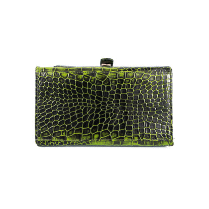 Jasmin Elite Hand-Burnished Croc Leather Mini Satchel reinforced base  Moss Green