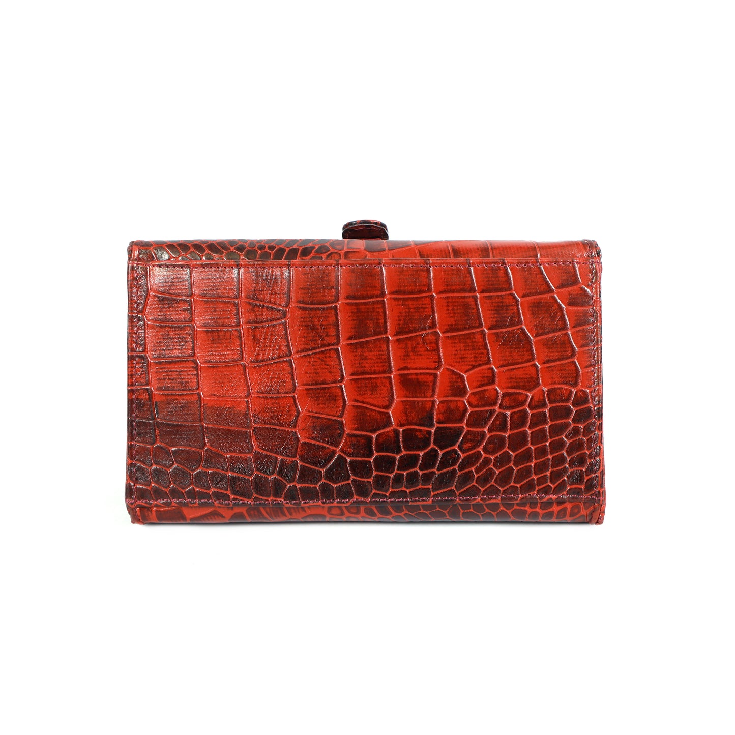 Jasmin Elite Hand-Burnished Croc Leather Mini Satchel reinforced base Persian Red