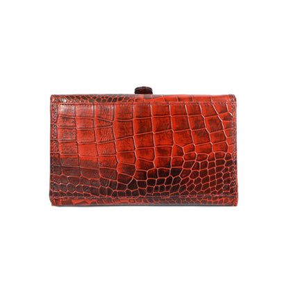 Jasmin Elite Hand-Burnished Croc Leather Mini Satchel reinforced base Persian Red