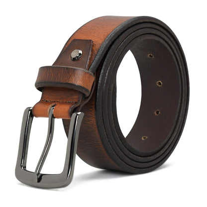Maddox Mens Rugged Pull Up Leather Belt Distressed Finish Black Nickel Buckle Burnished Brown