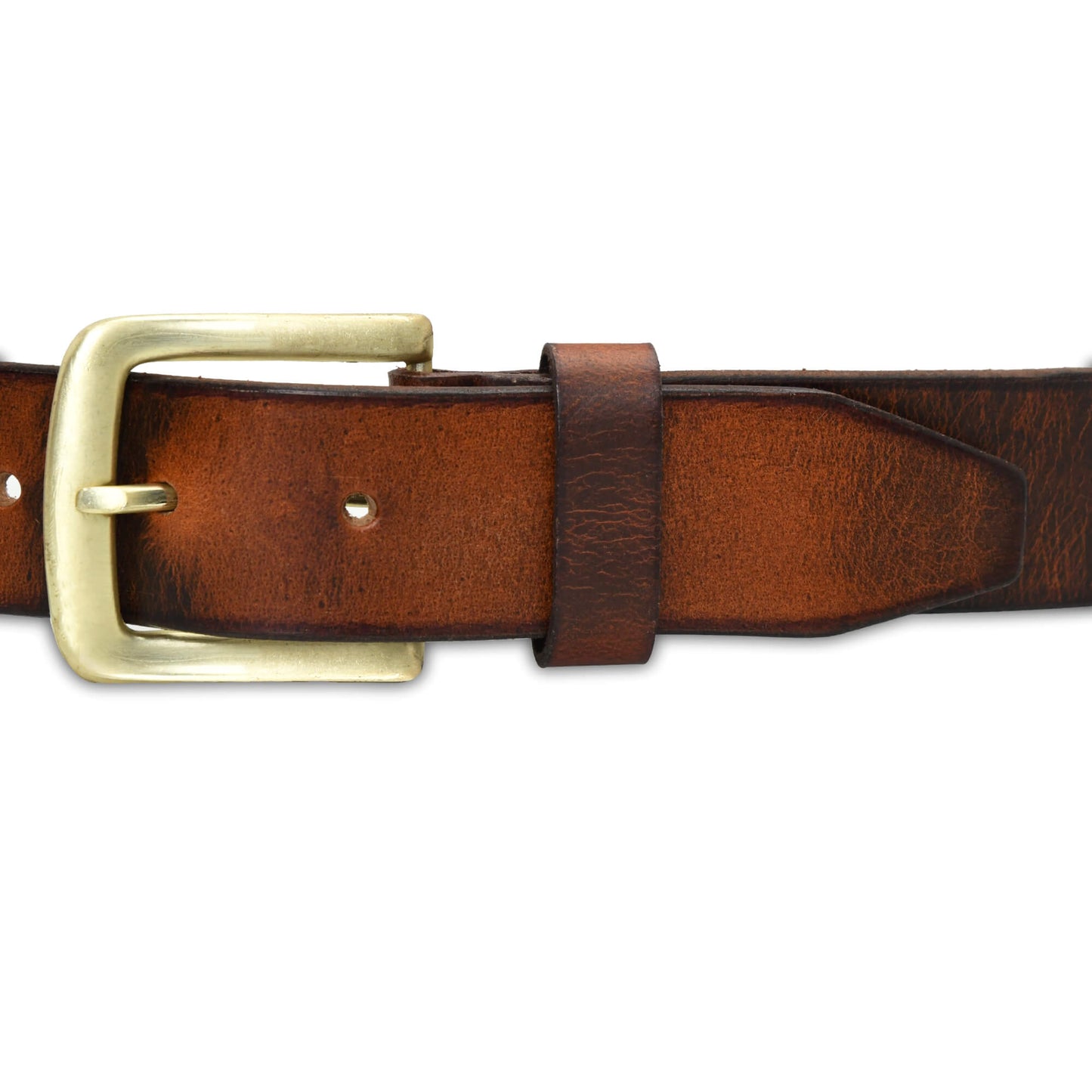 Maddox Mens Rugged Pull Up Leather Belt Distressed Finish Buckle Closure Saddle Brown