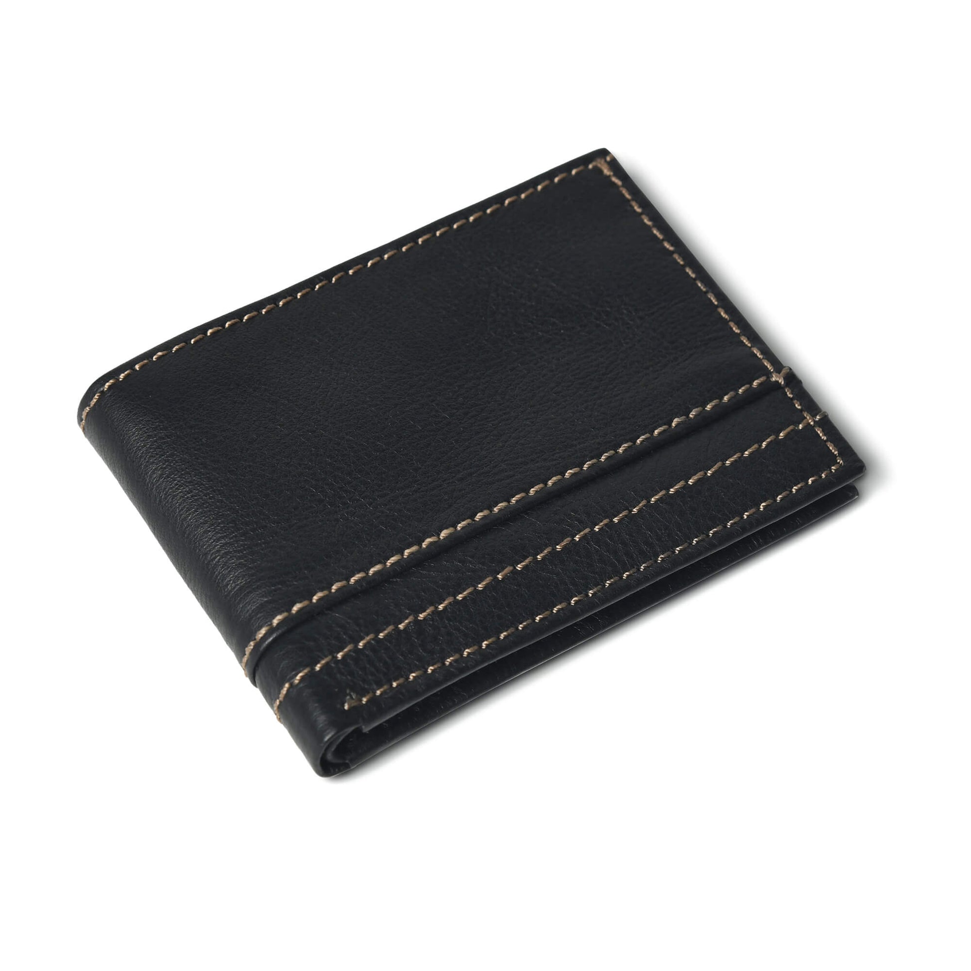 Orvyn Mens Leather Wallet Flat lay Black
