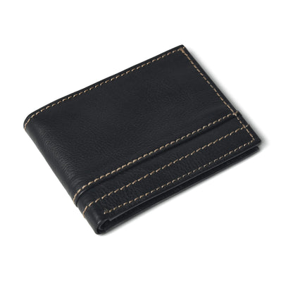 Orvyn Mens Leather Wallet Flat lay Black
