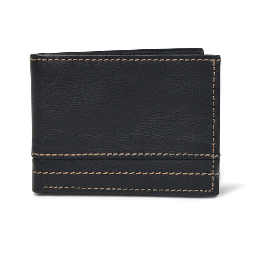 Orvyn Mens Leather Wallet Front Black