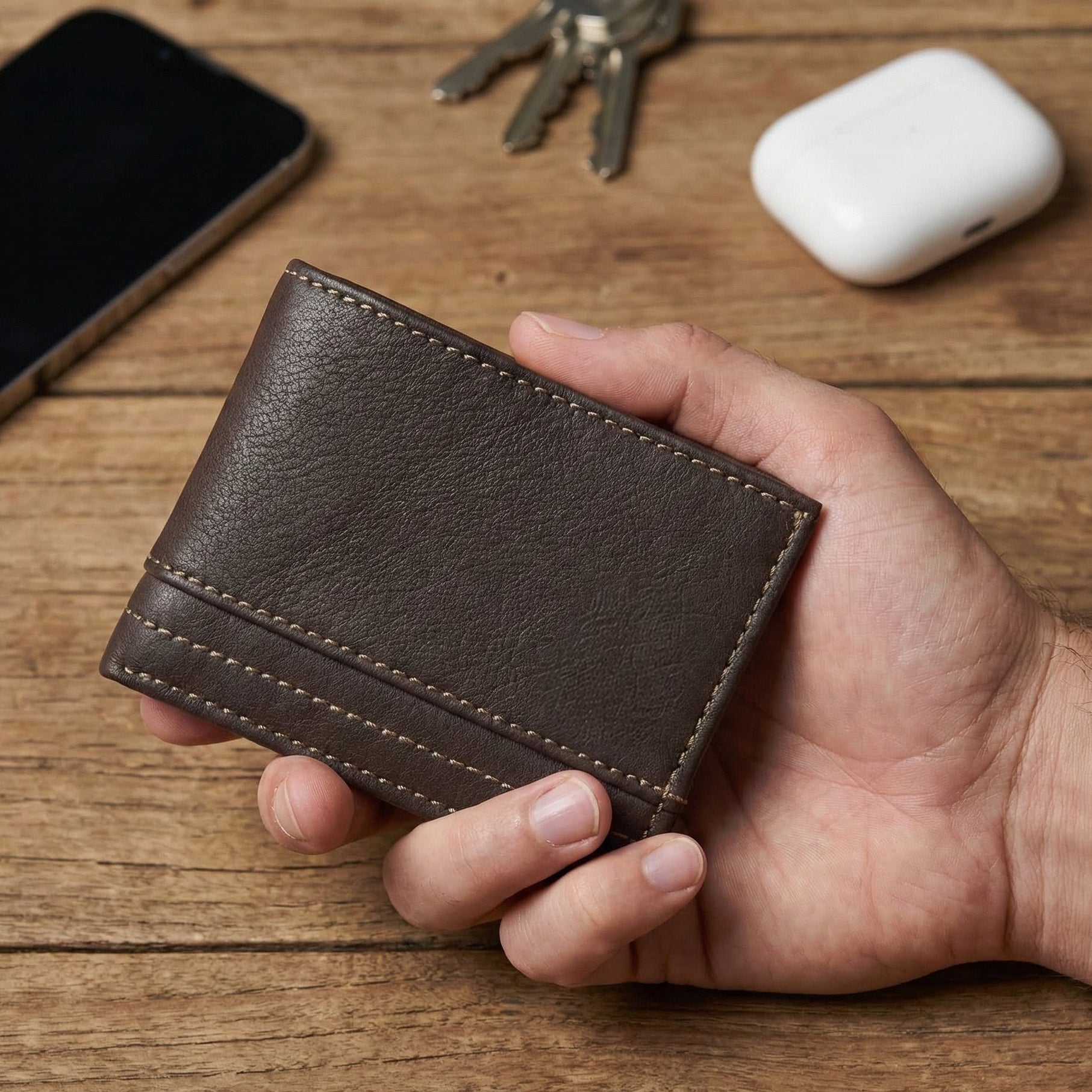 Orvyn Mens Leather Wallet Hero Dark Brown