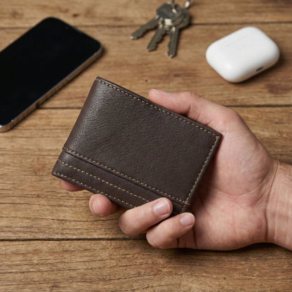 Orvyn Mens Leather Wallet Hero Dark Brown