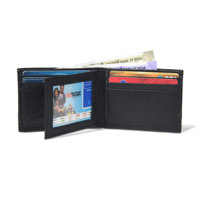 Orvyn Mens Leather Wallet Open Black