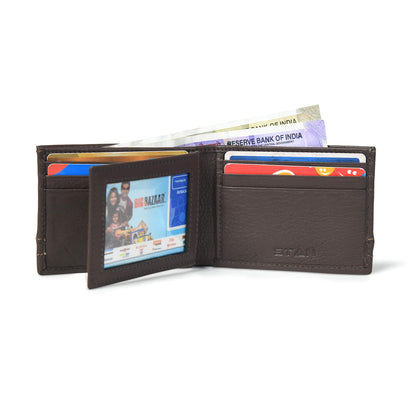 Orvyn Mens Leather Wallet Open Dark Brown