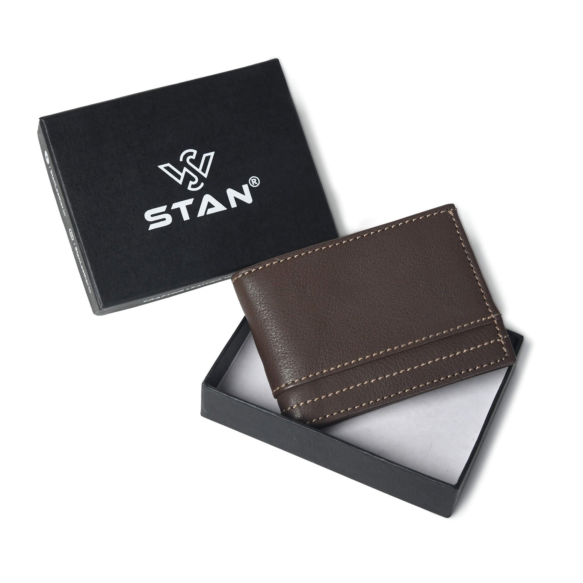 Orvyn Mens Leather Wallet in Box Dark Brown