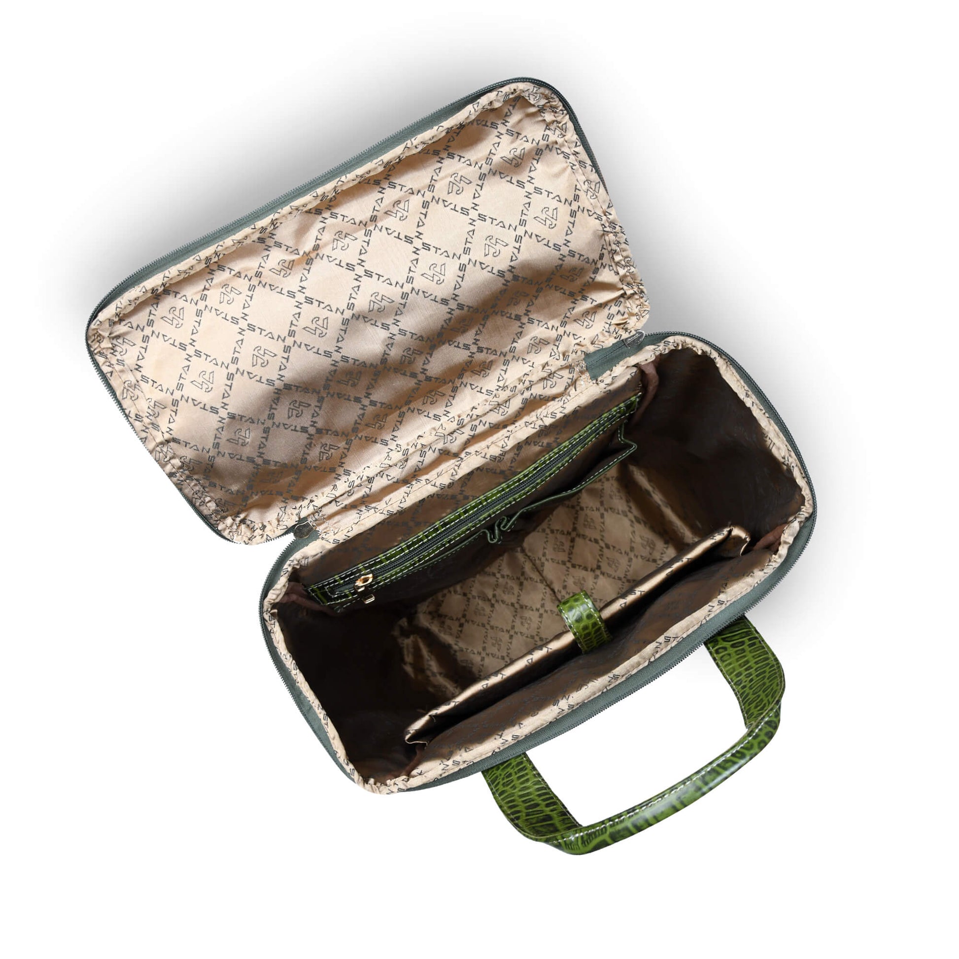 Ranger Elite Croc Full Grain Leather Travel Backpack Open Moss Green