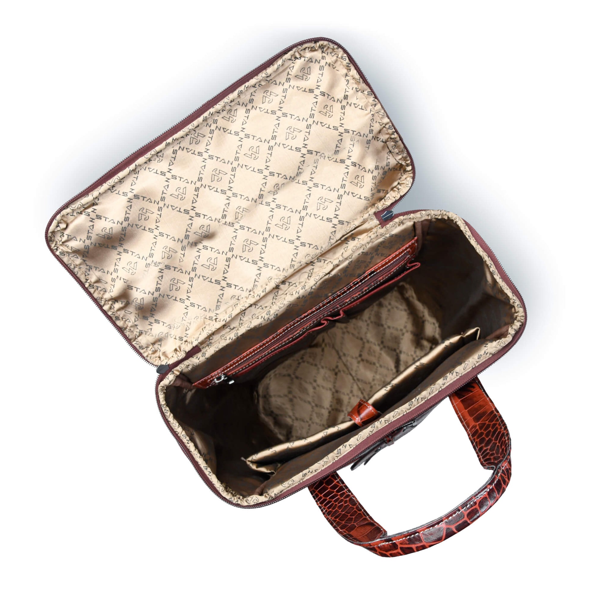 Ranger Elite Croc Full Grain Leather Travel Backpack Open Persian Red