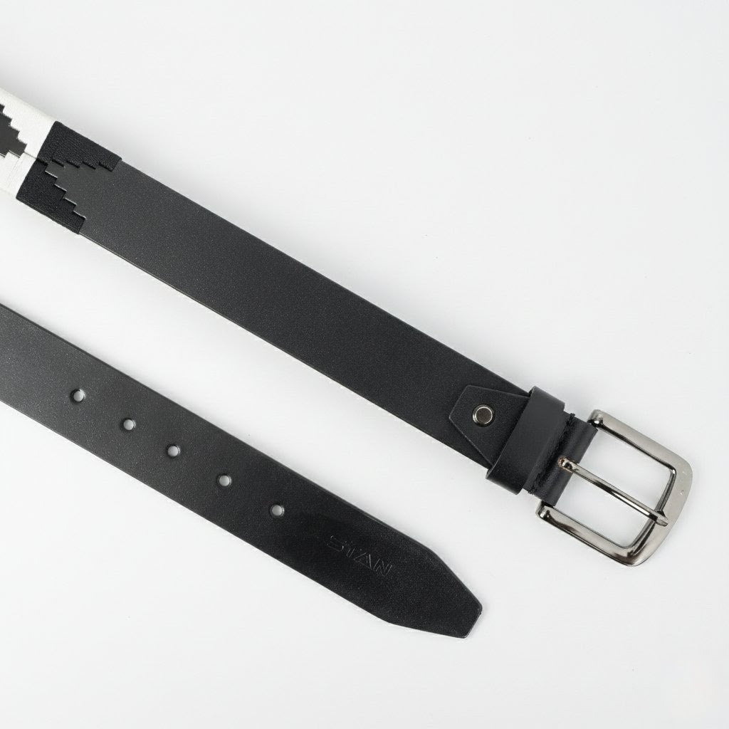 Rogue Polo Mens Leather Belt with Pampa Diamond Flat layed Black
