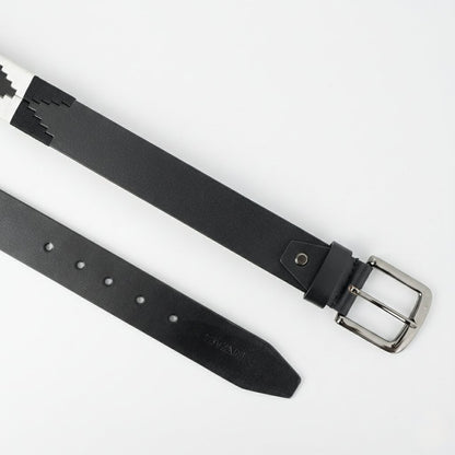 Rogue Polo Mens Leather Belt with Pampa Diamond Flat layed Black