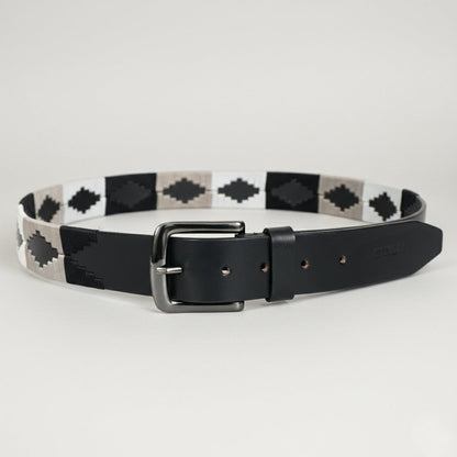 Rogue Polo Mens Leather Belt with Pampa Diamond Front Black