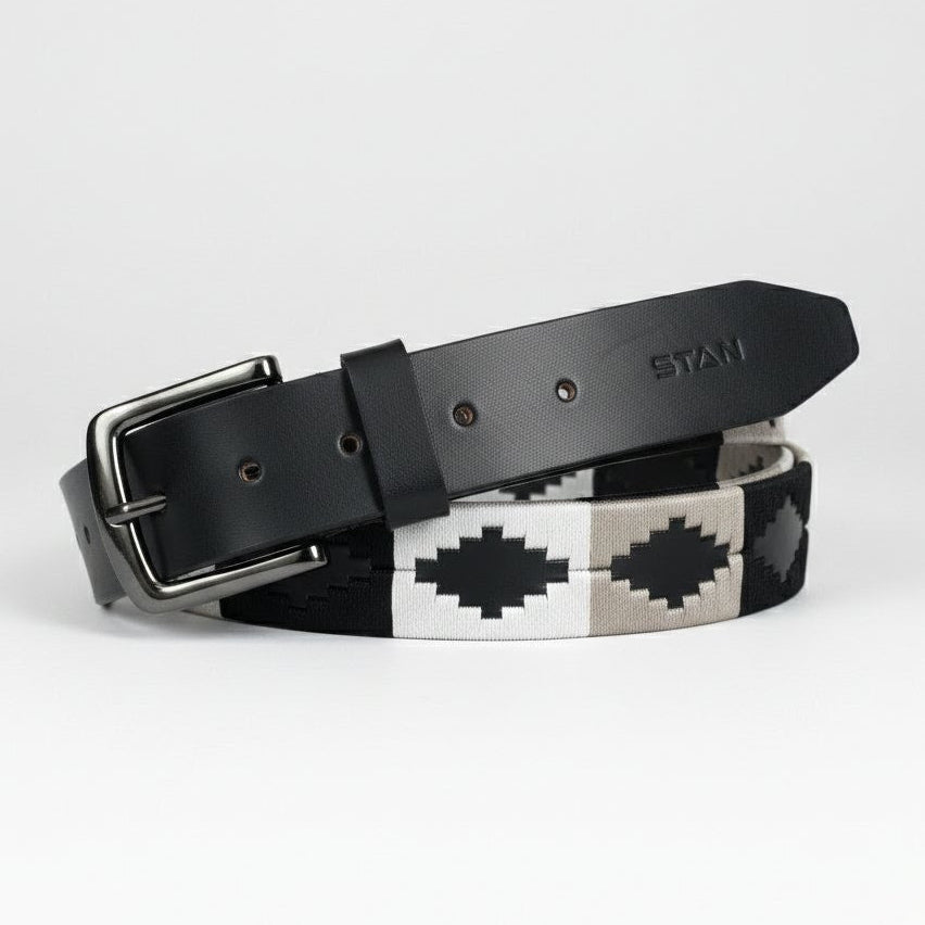 Rogue Polo Mens Leather Belt with Pampa Diamond Hero Black