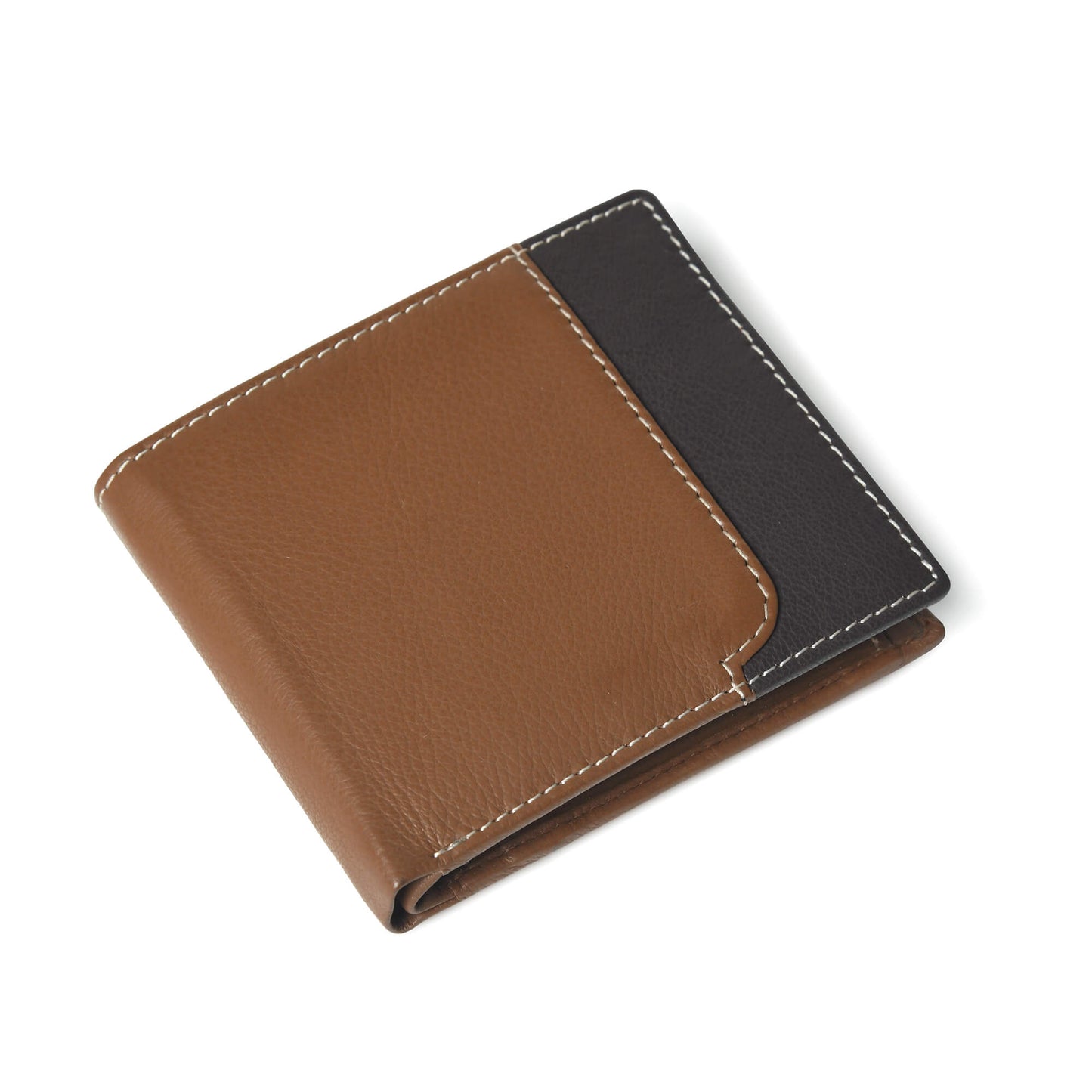 Rovian Men Full Grain Leather Wallet 45 Degree Tan + Brown