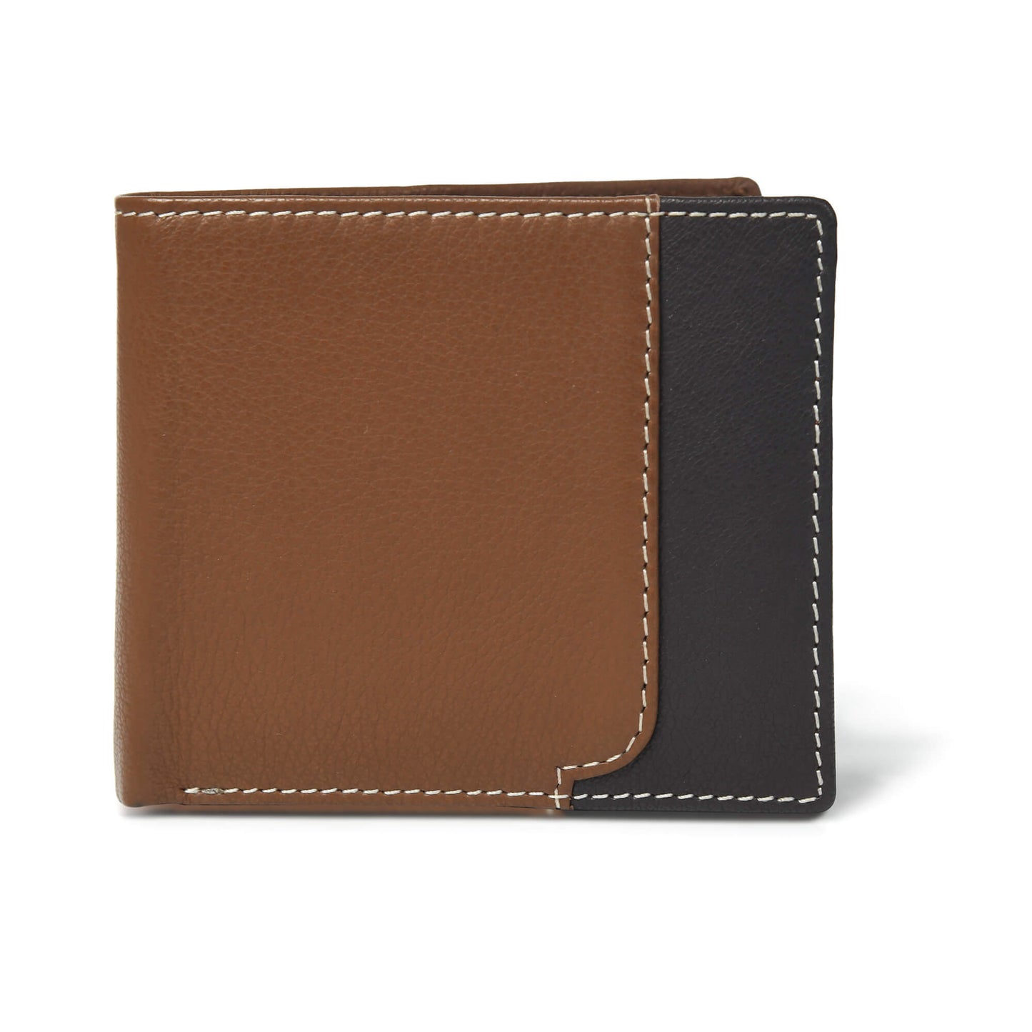 Rovian Men Full Grain Leather Wallet Front Tan + Brown