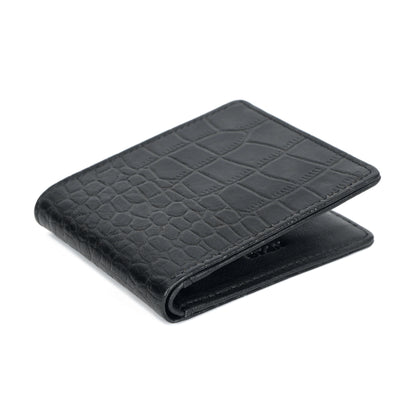 STAN Croc Baron Elite RFID Leather Mens Wallet Flat Lay Below View Black