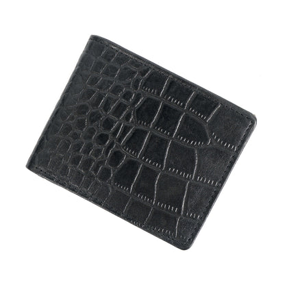 STAN Croc Baron Elite RFID Leather Mens Wallet Flat Lay Front Black