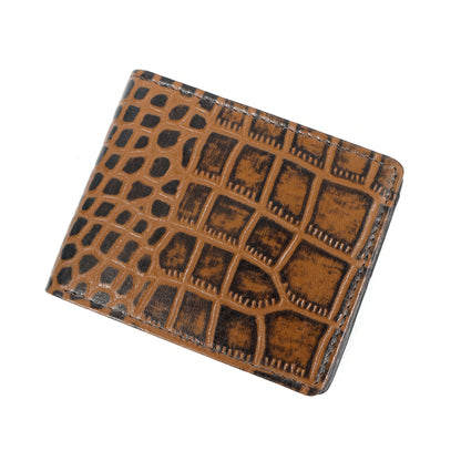 STAN Croc Baron Elite RFID Leather Mens Wallet Flat Lay Front Tan