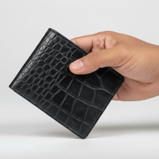 STAN Croc Baron Elite RFID Leather Mens Wallet Hero Main Black