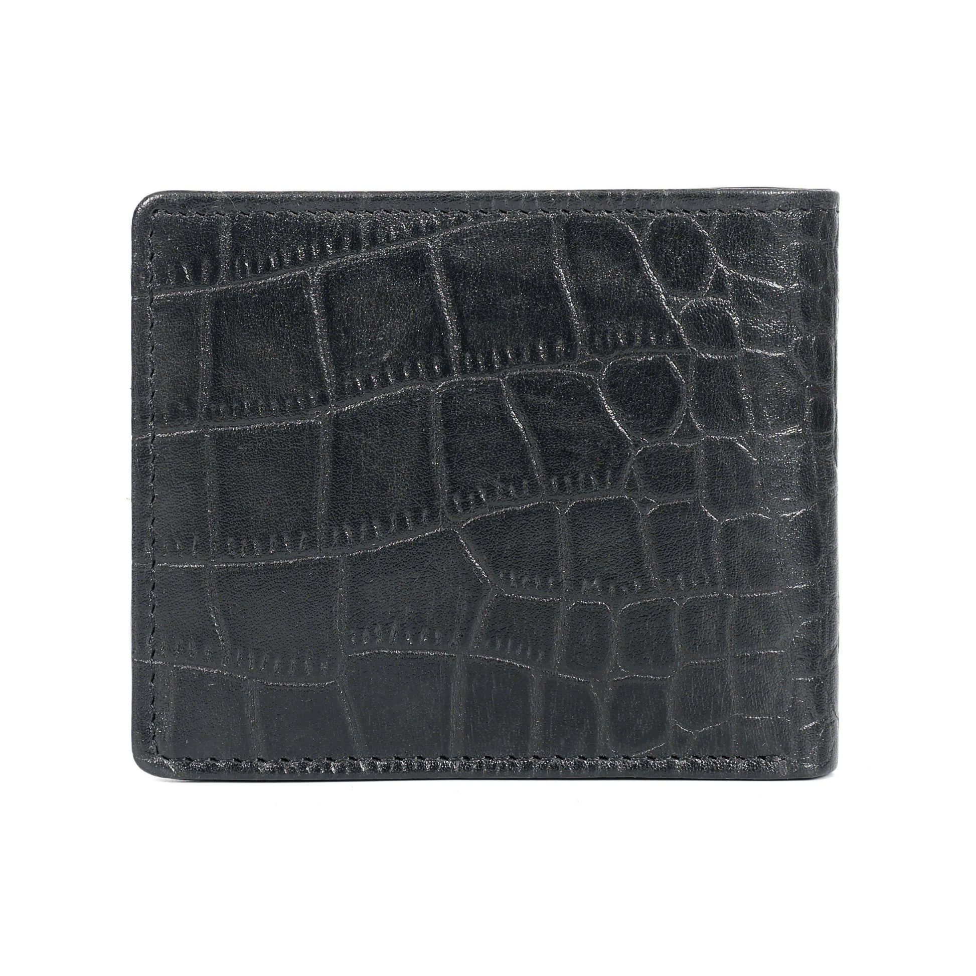 STAN Croc Baron Elite RFID Leather Mens Wallet Main Back Black