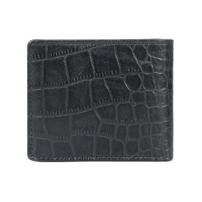 STAN Croc Baron Elite RFID Leather Mens Wallet Main Back Black