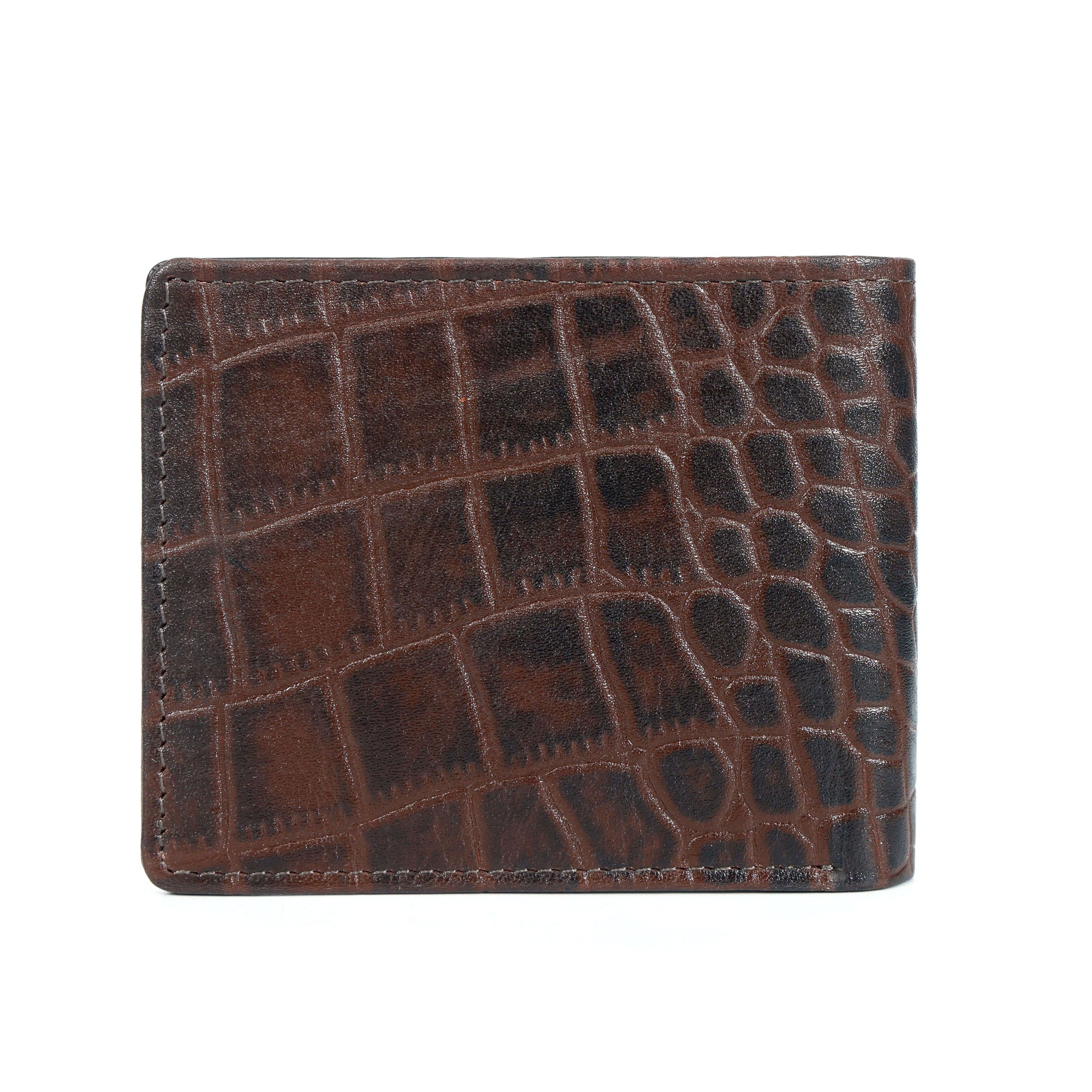 STAN Croc Baron Elite RFID Leather Mens Wallet Main Back Mahogany Brown