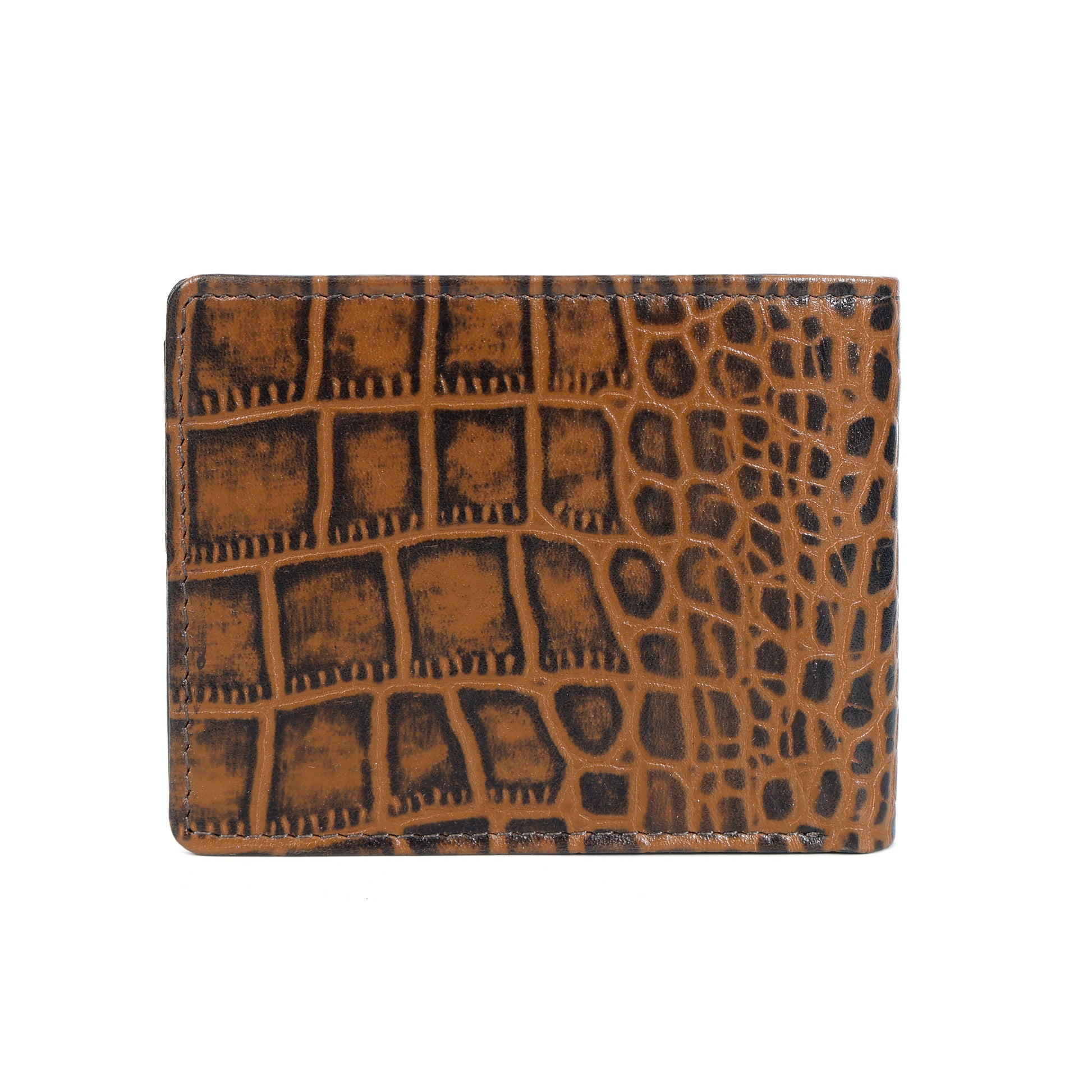 STAN Croc Baron Elite RFID Leather Mens Wallet Main Back Tan
