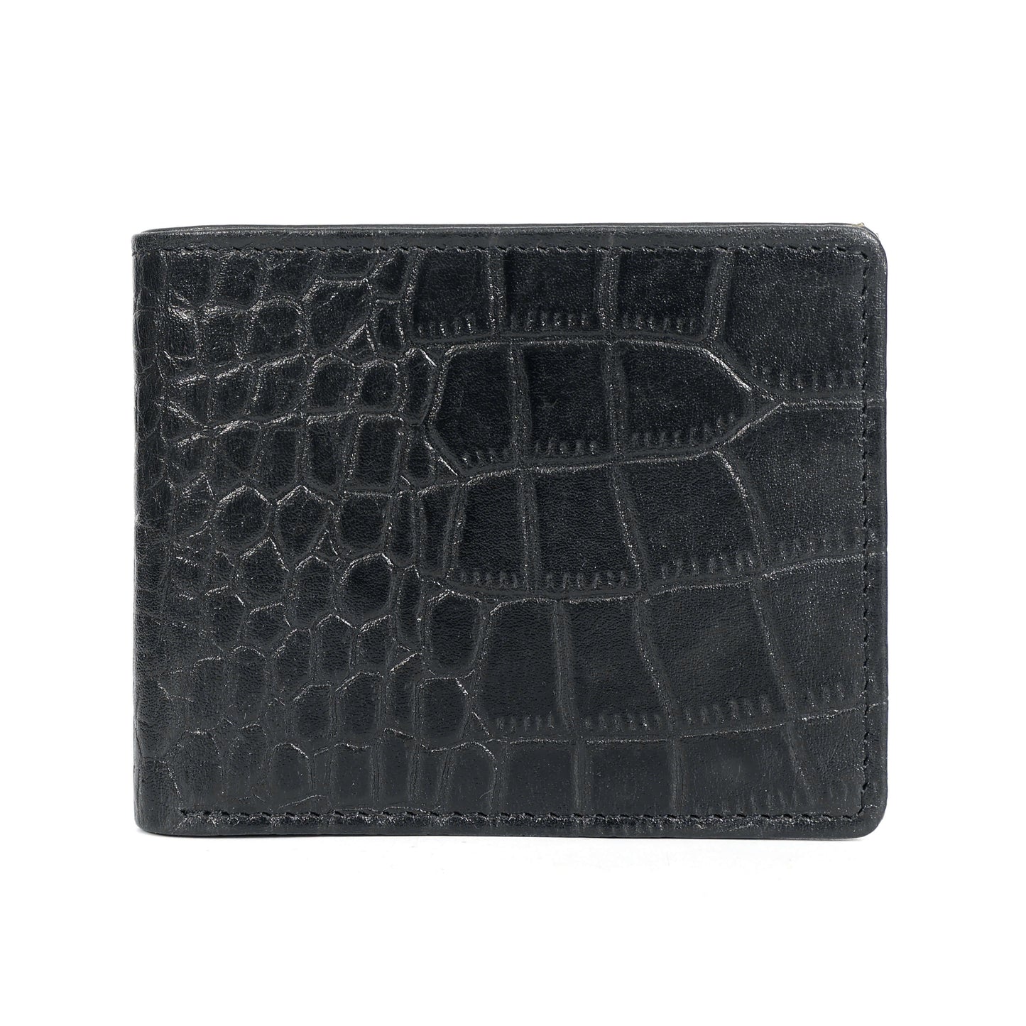 STAN Croc Baron Elite RFID Leather Mens Wallet Main Front Black