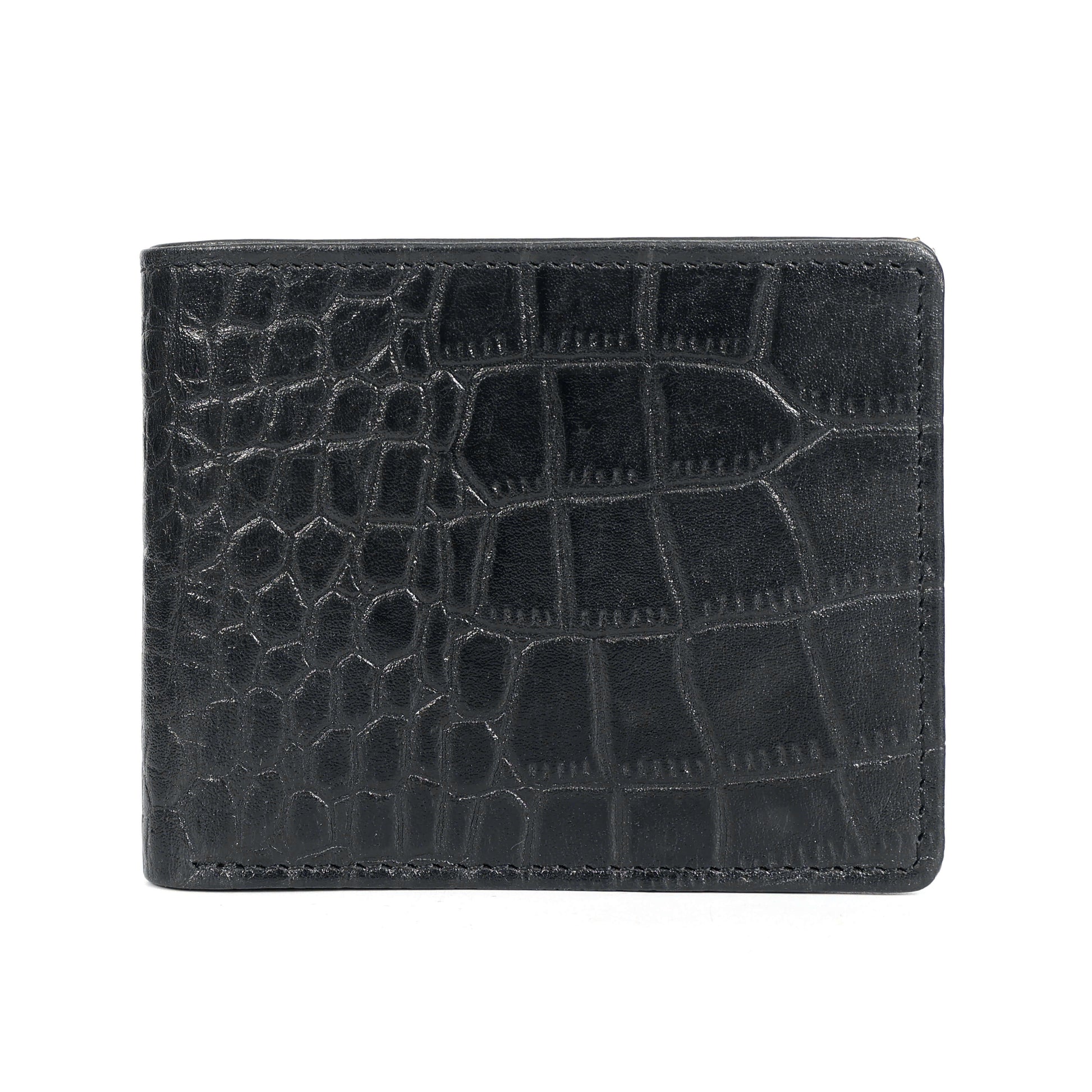 STAN Croc Baron Elite RFID Leather Mens Wallet Main Front Black