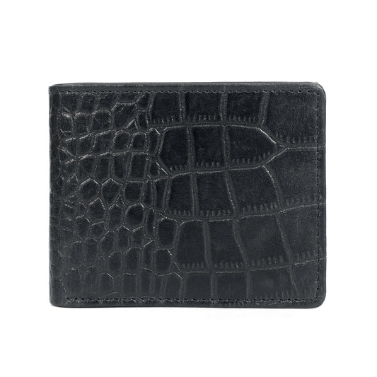 STAN Croc Baron Elite RFID Leather Mens Wallet Main Front Black