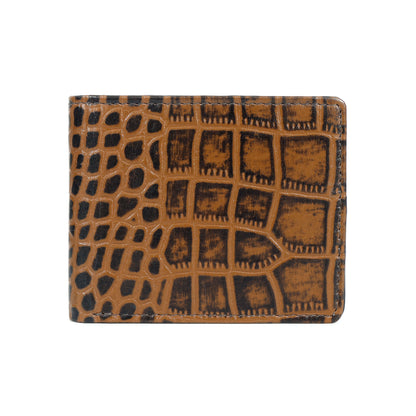 STAN Croc Baron Elite RFID Leather Mens Wallet Main Front Tan